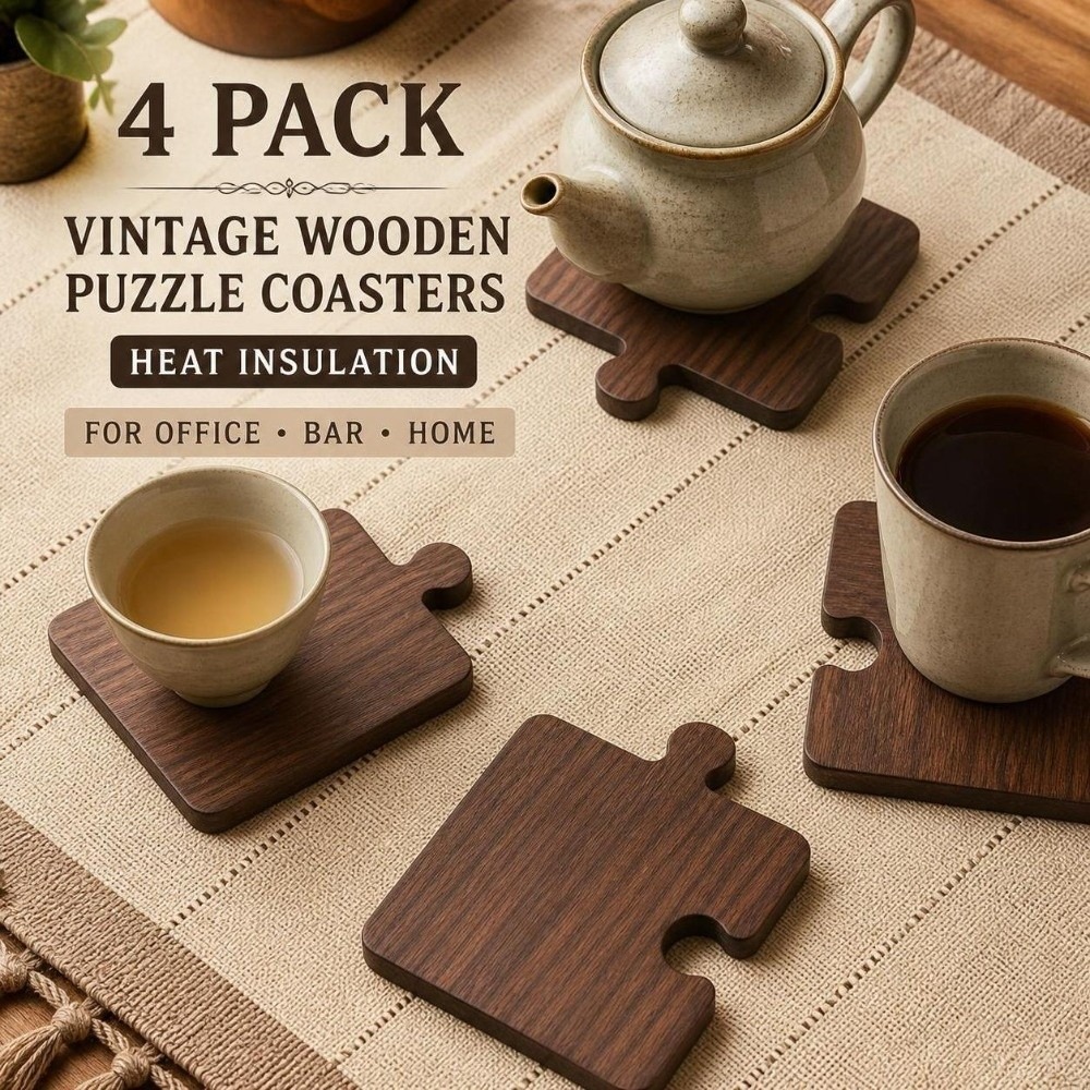 4pcs Vintage Wooden Coaster Se - Woodworking Hobby recension och pris