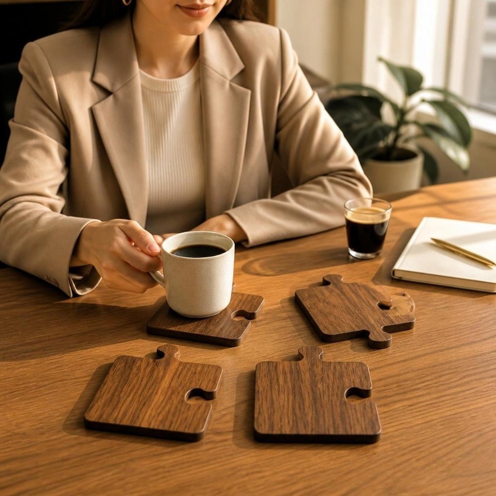 4pcs Vintage Wooden Coaster Se - Woodworking Hobby recension och pris