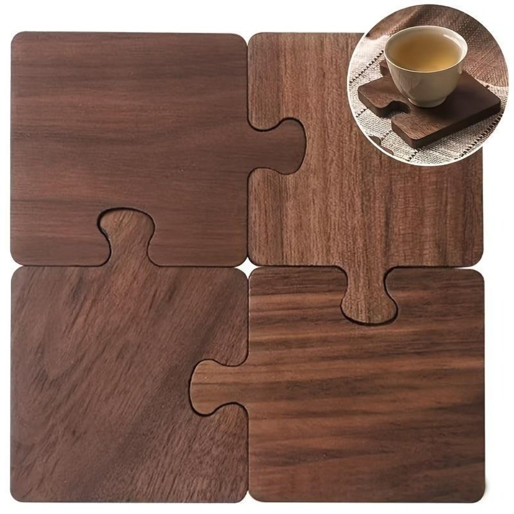 4pcs Vintage Wooden Coaster Se - Woodworking Hobby recension och pris