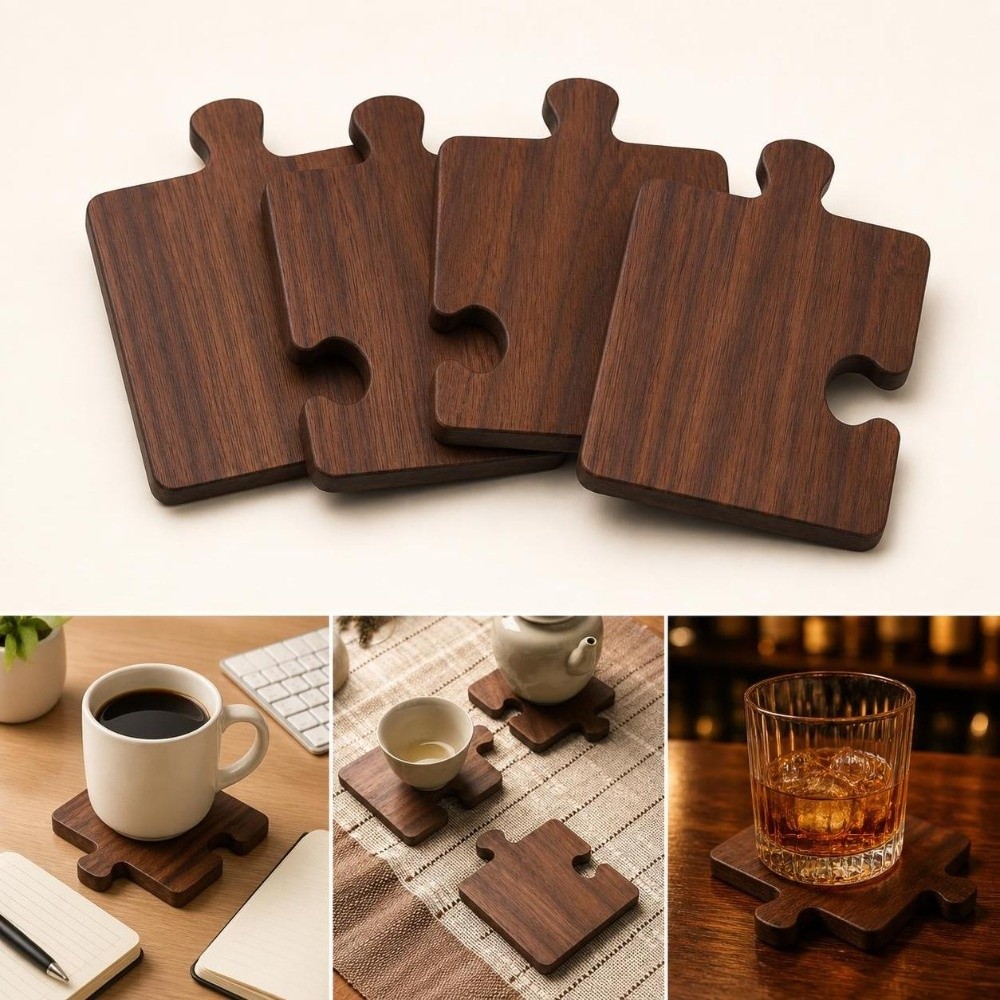 4pcs Vintage Wooden Coaster Se - Woodworking Hobby recension och pris