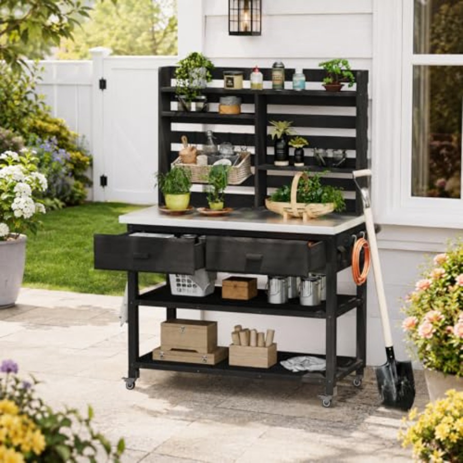 Outdoor Potting Bench with Sto - Woodworking Bench recension och pris