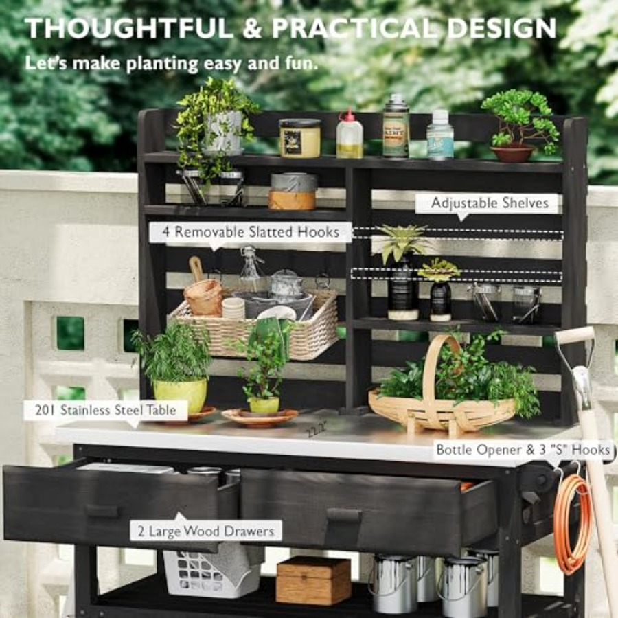 Outdoor Potting Bench with Sto - Woodworking Bench recension och pris