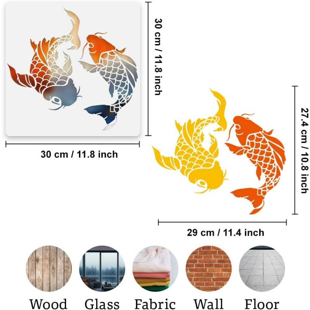 Koi Fish Wall Stencil Template - Woodworking Veneer recension och pris