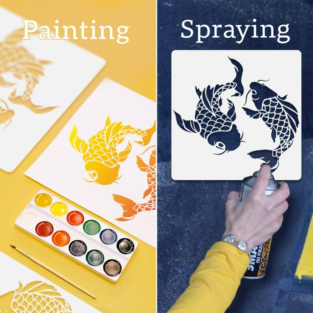 Koi Fish Wall Stencil Template - Woodworking Veneer recension och pris