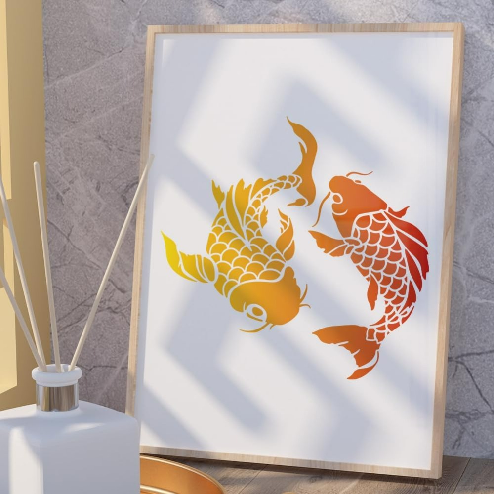 Koi Fish Wall Stencil Template - Woodworking Veneer recension och pris